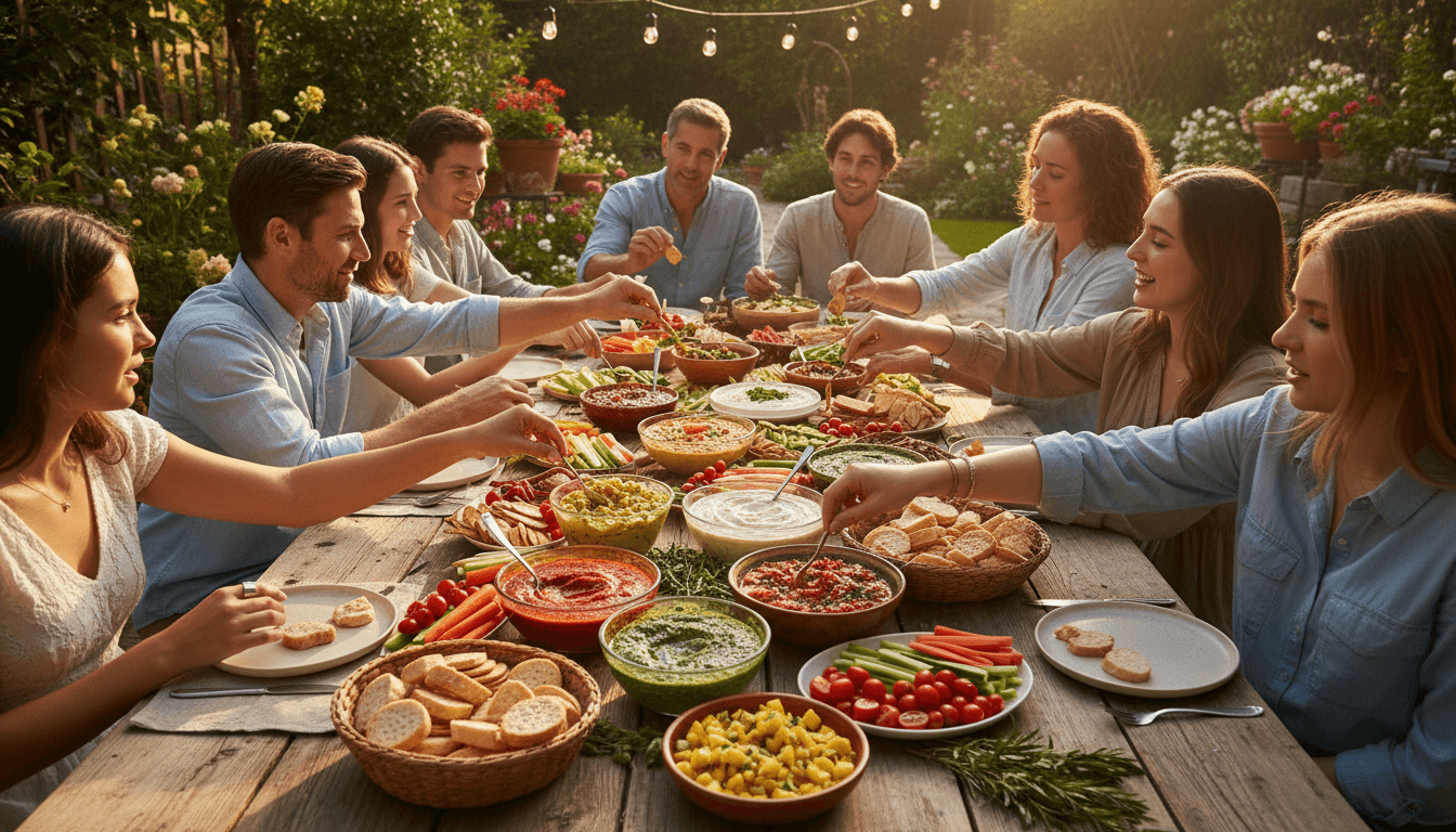 Guests enjoying a buffet at an outdoor event in Toronto