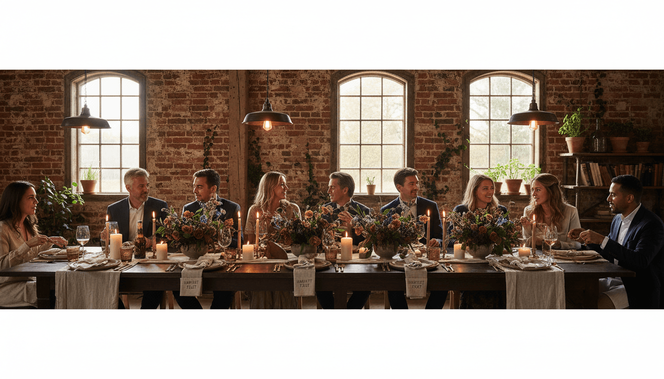 Catering table with appetizers and garnishes